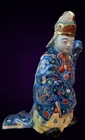 Antique Japanese Meiji Era Kutani Noh Dancer Performer Signed Porcelain