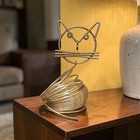 Vintage Brass Coiled Metal Wire Cat Letter Holder Mail Desk Organizer Mcm 6 