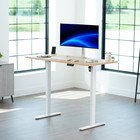 Vivo Electric 60    X 30    Stand Up Desk Workstation  Light Wood Top  White Frame
