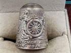 Sterling Silver Thimble W  American Bicentennial  Revolution Molly Pitcher Theme