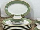 Vintage 20 Pc Shenago China Olive Green  Gold   White Dinner Set B D-43 Usa Ec