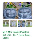 Greenbase Mr   Mrs Gnome Planters Set Of 2 Gray Polyresin 13 4 In