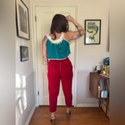 60s Vintage Fredrick   s Of Hollywood Green Velvet Babydoll W Feather Trim