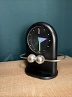 1980s Postmodern Black   Silver Pendulum Desk Clock
