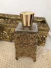 3 Piece Vintage Vanity Set Gold Filigree Perfume Bottle Atomizer Tissue Holder