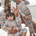 Christmas Family Matching Pajamas Set Mother Father Kids Elk Print Clothes Baby