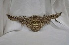 French Inspired Wall Crest Pediment Gold Ornate Scroll Style Decorative Brass