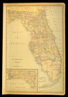 1920 Antique Florida Map Counties Large Atlas Map Railroad Depot Towns No Fold