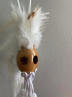 Hawaiian 1  Kamani Nut Ikaika Warrior Helmet Car Decor   White Feathers Color