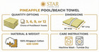 100  Cotton Hotel   Spa Pool Beach Towels 36x68 430gsm Solid Pineapple