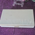 Evans Vintage White Enamel Vanity Compact Pink Floral W  Mirror Comb Holder
