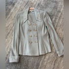 St    john Blue Embroidered Double-breasted Blazer And Skirt Set