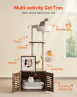 55 12  Large Cat Tree Litter Box Enclosure 2-in-1 Cat Tower Indoor Play House