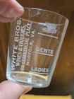 Rare Old White Bros Wine Liquor Norfolk Va Pre Pro Advertising Etched Shot Glass