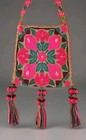 Rare Contemporary Huichol Textile Hand Embroidered Pink  Buganvillas Alcatraces