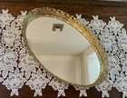 Vintage Hollywood Regency Gold Metal Filigree Vanity Mirror Perfume Tray