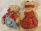 Pair Of Heartland Russ Berrie Teddy Bear Red Plaid 8  Plush