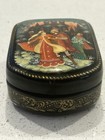 Vintage Russian Artist Signed Hinged Hand Painted Lacquer Box 3 X 2 5 In