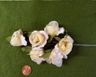 Light Yellow Variegated Velvet And Faux Silk Rose Stem - Vintage - Millinery