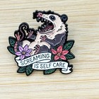 Screaming Is Self Care Possum Soft Enamel Pin Funny Goth Meme Lapel Badge