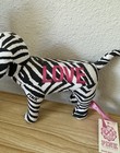 Nwt Y2k 6  Victoria   s Secret Pink Black White Zebra Print Plush Dog  Collectible