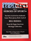 Bill Russell Game Used Jersey Card 09 Topps Heritage Heroes Sport Boston Celtics