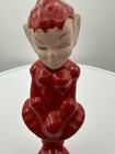 Rare  Vintage Gilner Red Ceramic Pixie Elf Figure Japan Euc