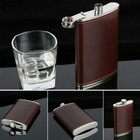 Engraved Leather Wrapped Stainless Steel 7 Oz Hip Flask Portable Whiskey Flagon