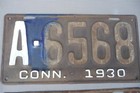 Two  2  1930 Connecticut License Plates Original For Restoration A 6568   F 3870