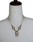 Antique Art Deco 800 Silver Vermeil Triple Cameo Filigree Lavalier Necklace 
