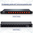 10 Outlet Horizontal 1u Rack Mount Pdu Power Strip - Surge Protection 10