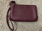 Coach Double Corner Zip Wristlet Leather Wine