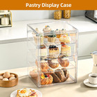 Pastry Display Case   4-tier Adjustable Clear Bread Storage With Magnetic Door   bre
