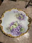 Vintage Hutschenreuther-signed-hand Painted 2 Handle Gold Trim Cake Plate 12 