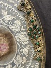 Antique French Ormolu Bronze Vanity Tray Bows Jeweled Lace Glass 1920s Footed