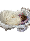 Antique Baby Doll Bisque With Wicker Basket