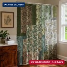 Mocsicka Vintage Boho Shower Curtain Green Retro Floral Shower Curtain For Boho