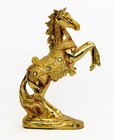 Pair Of Stunning 10 5  Stallion Horse Gold Color Statue For Home Decoration
