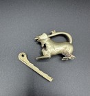 1930s Vintage Brass Small Dog-shaped Padlock With Key Working 