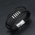 Classical Multilayer Leather Bracelet Magnetic Clasp Men s Cuff Bangle 8 5 