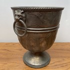 Vintage Silver Plated 7    Urn Planter Vase With Lion Heads Handles