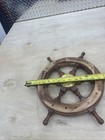 Vintage Wooden Ship Wheel 18    Brass Hub Nautical Fisherman Boat Steering Decor