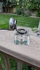 Antique Victorian Sterling Silver Cut Crystal Glass Inkwell 1800s