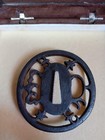 Edo Period Iron Tsuba Hidden Christian Cross Motifs With Case  6 0 Cm