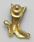 Gold Tone Western Cowboy Boot Spurs Vintage Lapel Pin Tie Tack Gift