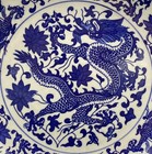 Ancient 1736 - 1795  Chinese Porcelain Qianlong Mark Blue   White Dragon Bowl