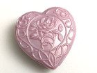 Vtg Avon Ariane Fragrance Glace Heart W  Rose Pink Solid Perfume Compact 1982