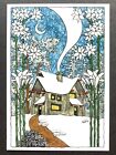 Set Of 4 Cj Hurley Arts   Crafts Christmas Holiday Cards House In Snow Gorgeous