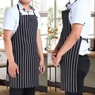 1 2 Pcs Chef Apron With Two Pockets Striped Kitchen Bib For Men And Women 