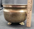 Vintage Solid Copper   Brass   Footed   Handled Pot Planter  Made In India